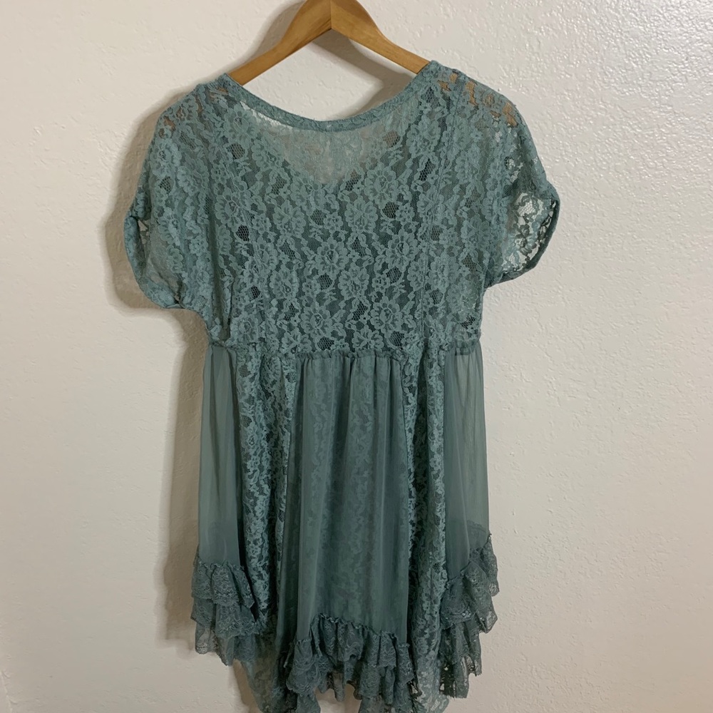 SOLD - Free People Boho Lace Tier Ruffle Dress - Picture 6 of 10